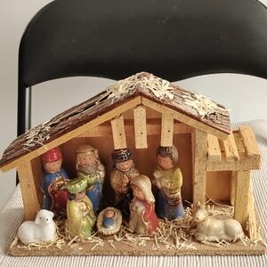 Kurt S. Adler Wooden Nativity Creche Scene
